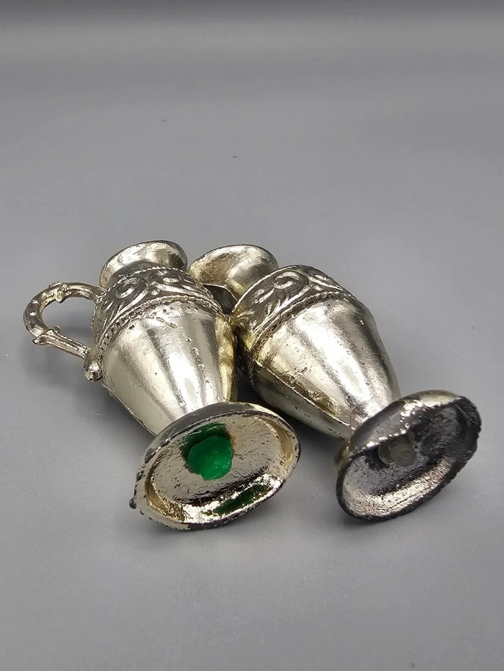 Vintage Miniature Silver Tone Pitcher Salt and Pepper Shakers